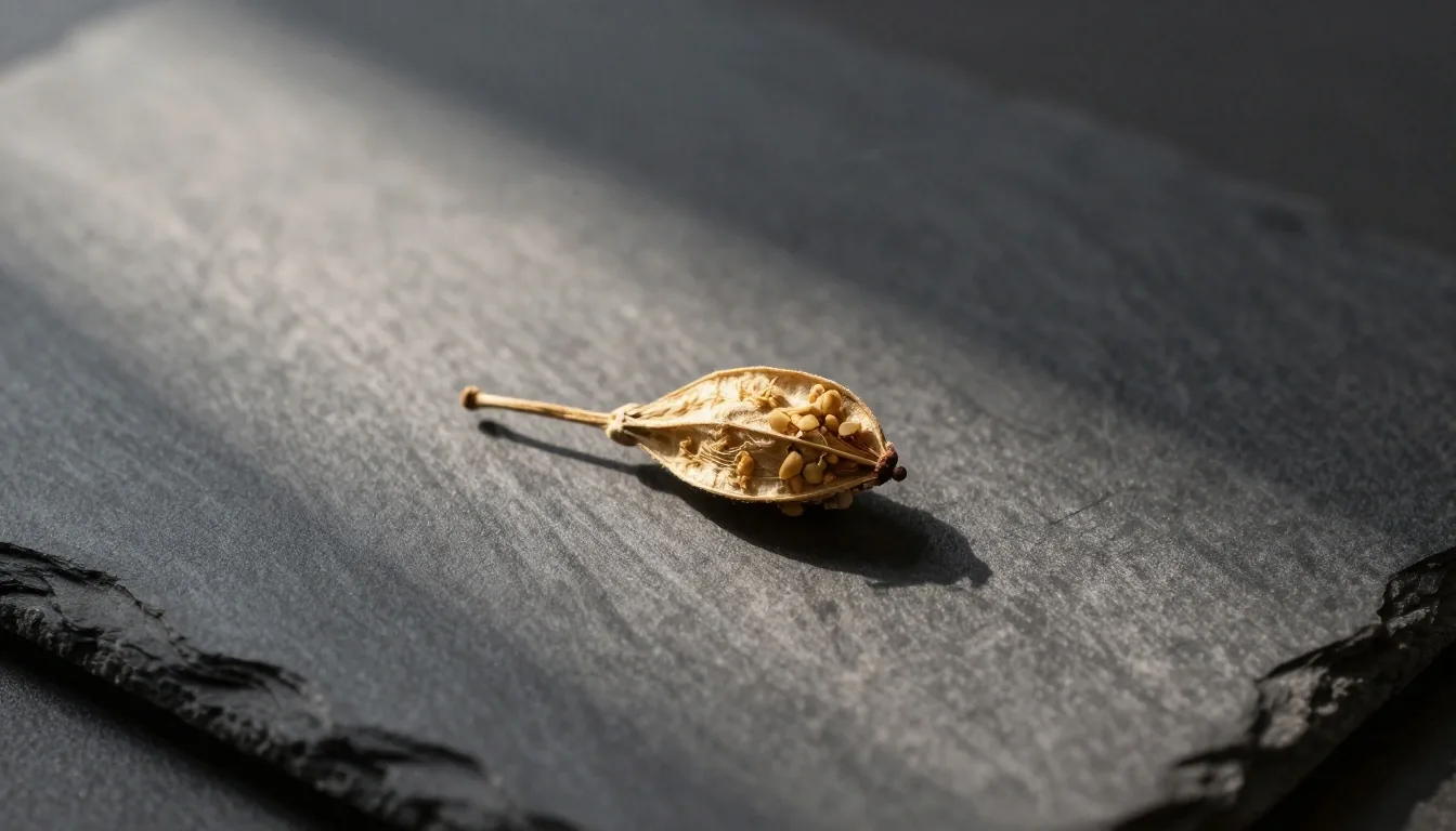 A botanical root on a powder-coat surface with smoke drifting through morning light