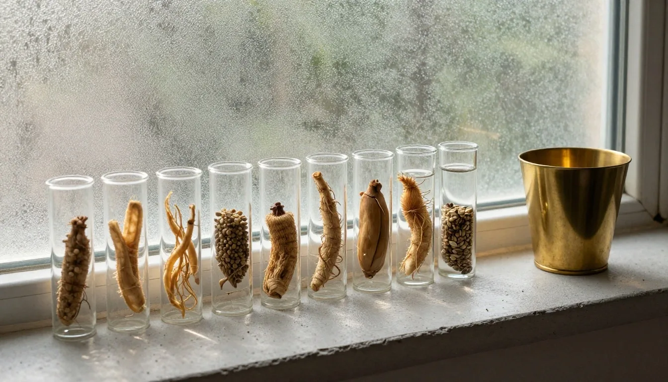 Morning light on a botanical preparation surface